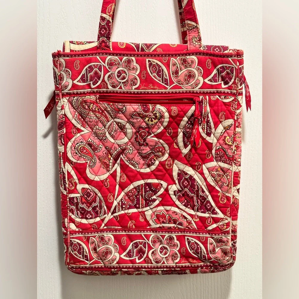 Vera Bradley Purse Laptop Travel Tote Rosy Posies Checkpoint Friendly Red Pink